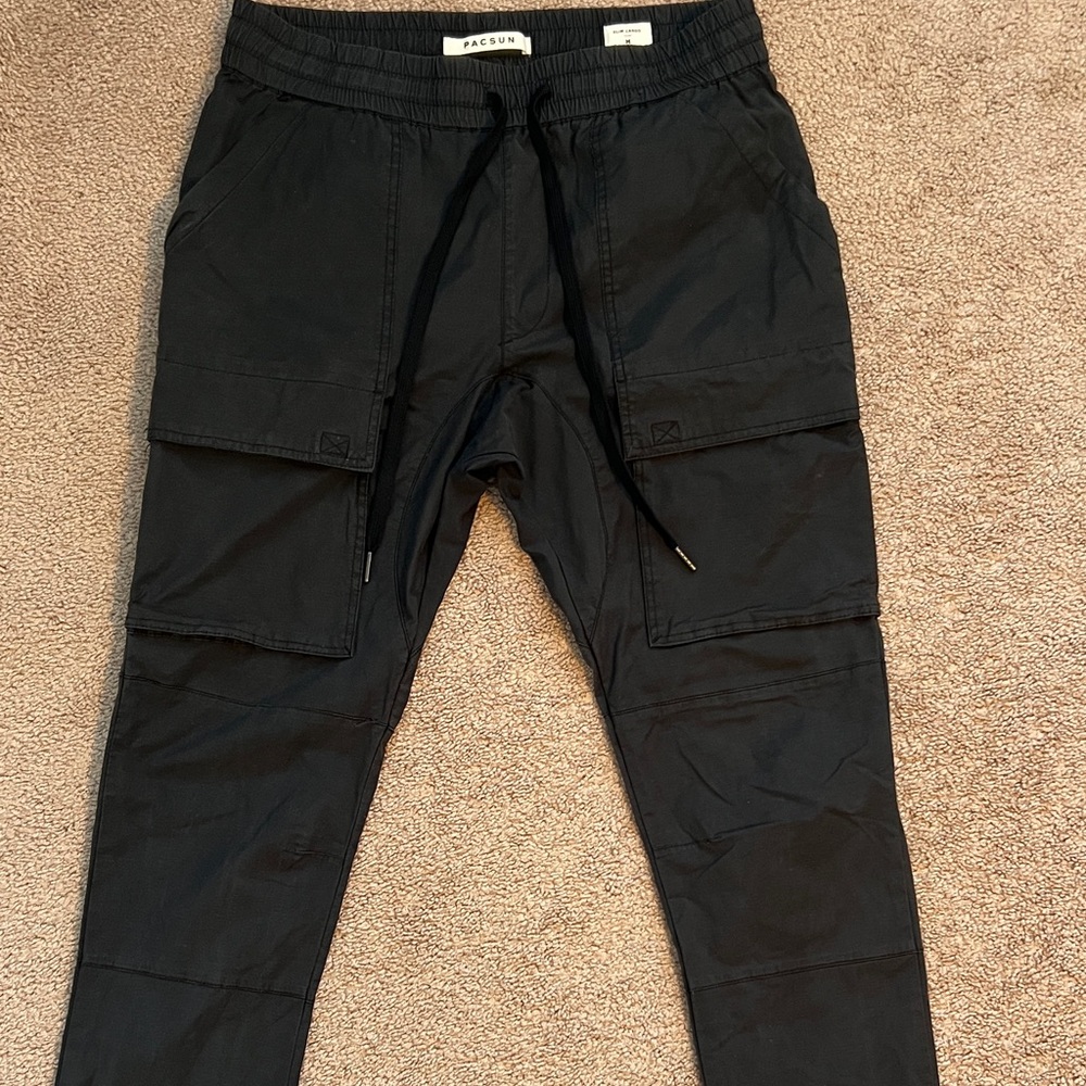 Pacsun Black Slim Cargo Joggers Pants size Medium